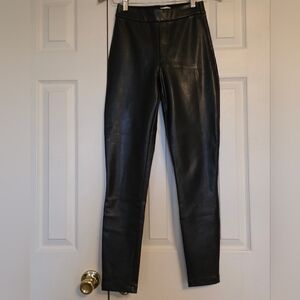 Abercrombie & Fitch Women's Black Vegan Leather Pants, Side Zip, XS